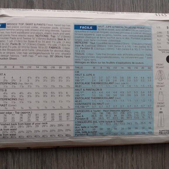 Top Skirt Pants Suit Sewing Pattern Plus Size 18-22 Butterick 4143 UNCUT - Picture 7 of 11